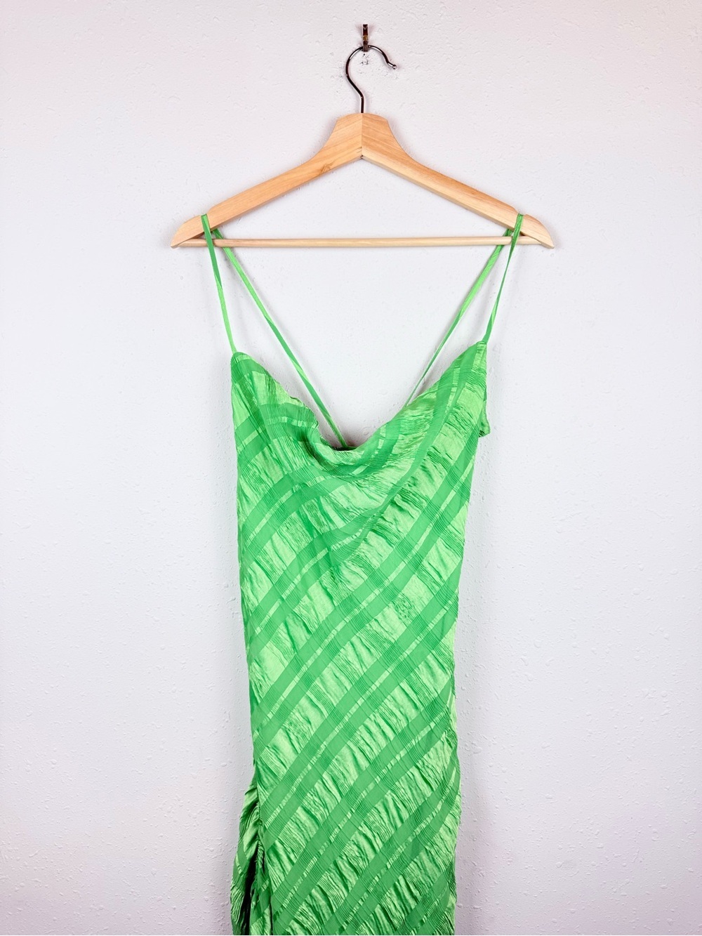 Topshop Green Sheer Check Cowl Neck Maxi Dress Size 8 NWT - Picture 4 of 11